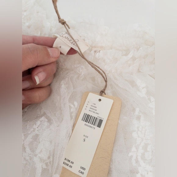 NEW Lace Dress Anthropologie Sheer White Let Me Be Short Sleeve Ruffle Maxi - Picture 8 of 11